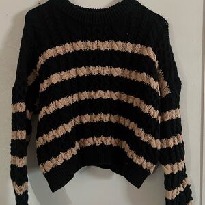 Striped Black and Tan Women's Sweater